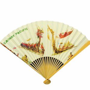 Hand Fan vtg airlines japan chinese dragon cathay